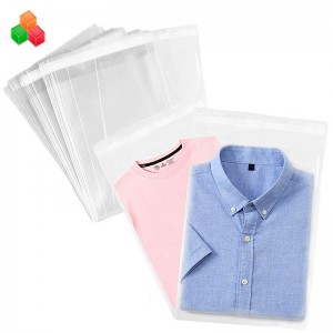 zakázkové silné transparentní samolepící těsnící plastové oděvy balicí taška opp plastové sáčky na oblečení \/ tričko \/ svačinu